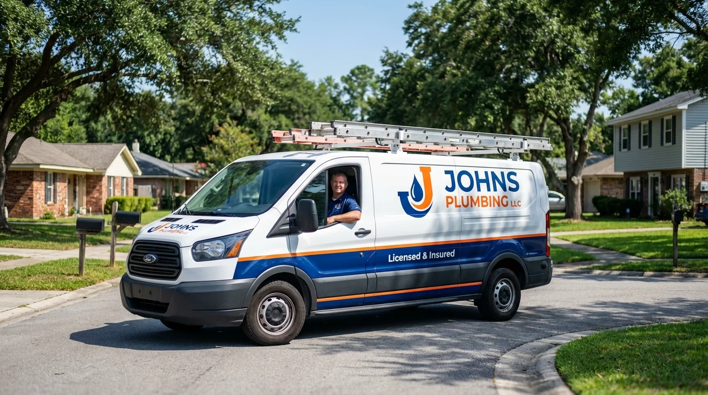 Johns Plumbing LLC service van in Cottonwood Falls, KS