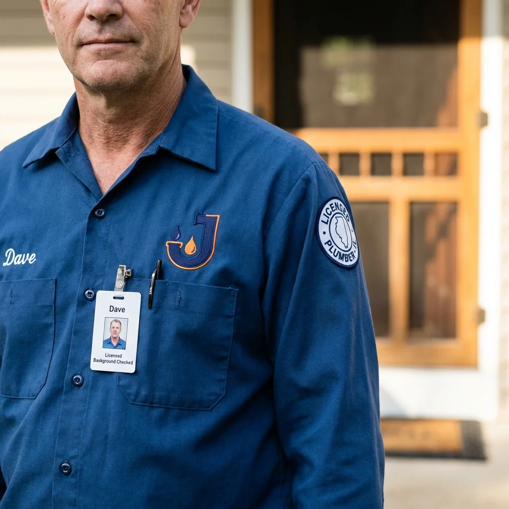 Licensed plumber showing ID badge in Cottonwood Falls, KS