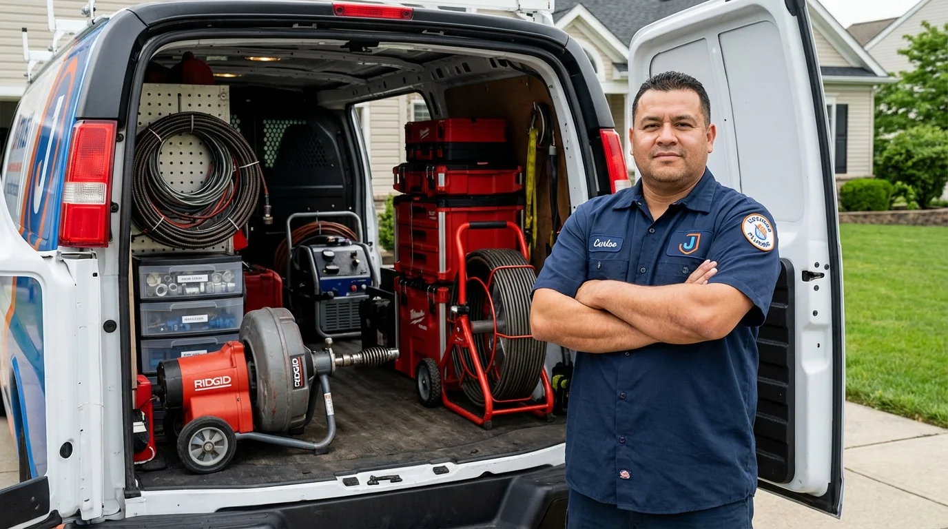 Professional drain cleaning equipment and Johns Plumbing LLC plumber in Cottonwood Falls