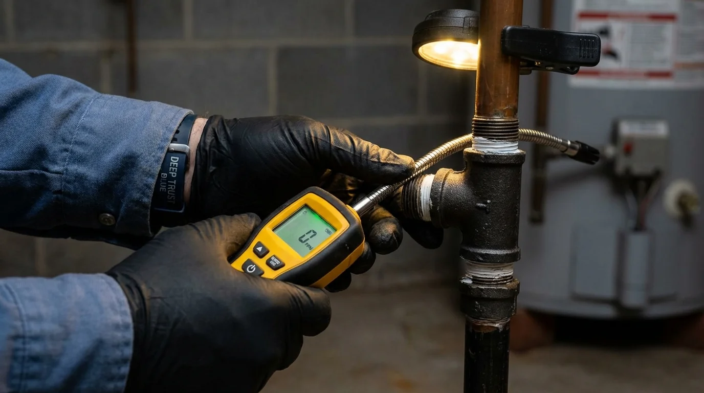 Gas leak detection with electronic sniffer by Johns Plumbing LLC in Cottonwood Falls